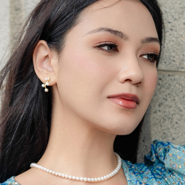 Elegant Freshwater Pearl Earrings WE00640 | GARDENS - PEARLY LUSTRE
