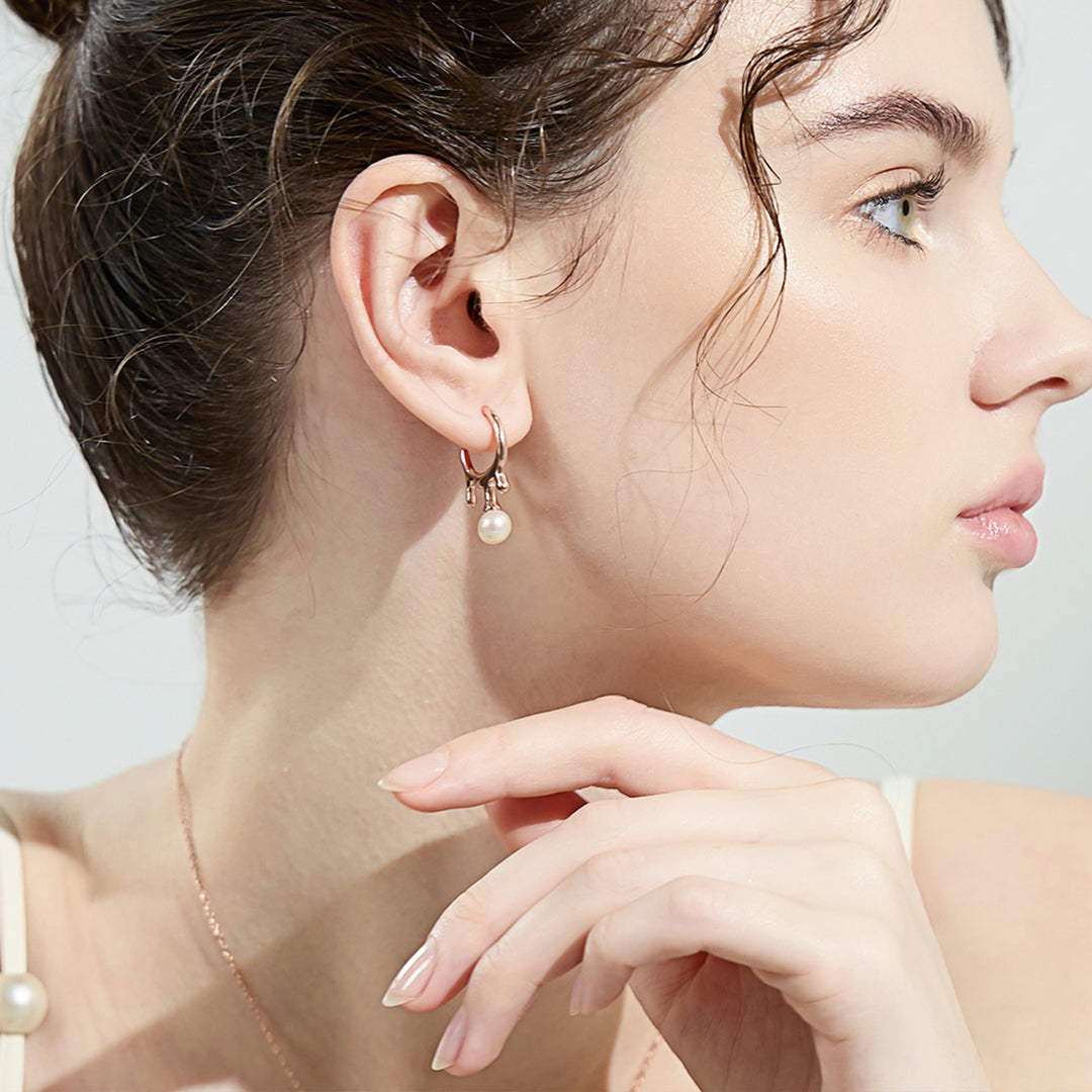 Boucles d'oreilles en perles d'eau douce de qualité supérieure, WE00651 | FLUIDE