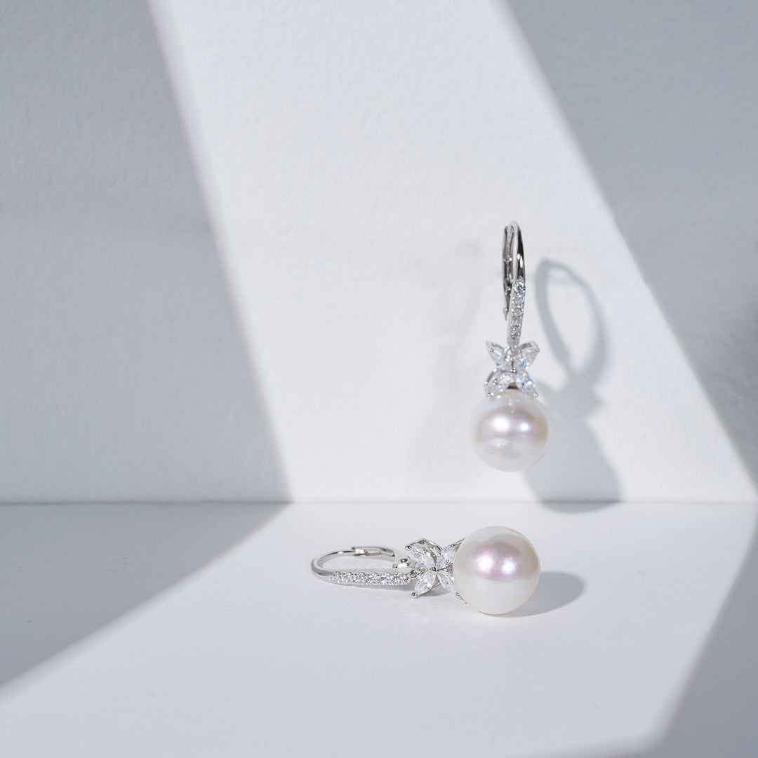 Anting-anting emas padu Edison Pearl 18k Gred Teratas KE00004 | EVERLEAF