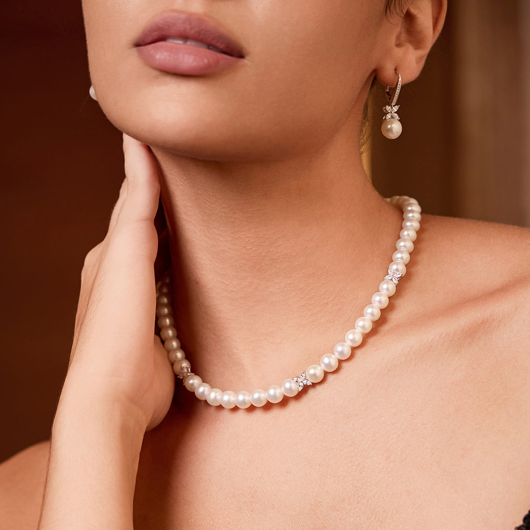 Collar de perlas de agua dulce de primera calidad WN00625 | HOJA ETERNA