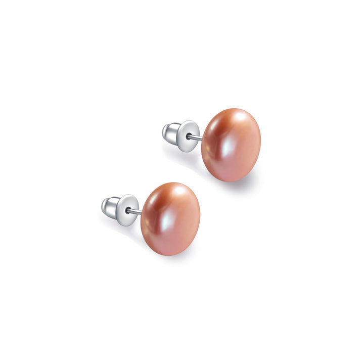 Top Lustre Button Pearl Stud Earrings WE00672 - PEARLY LUSTRE