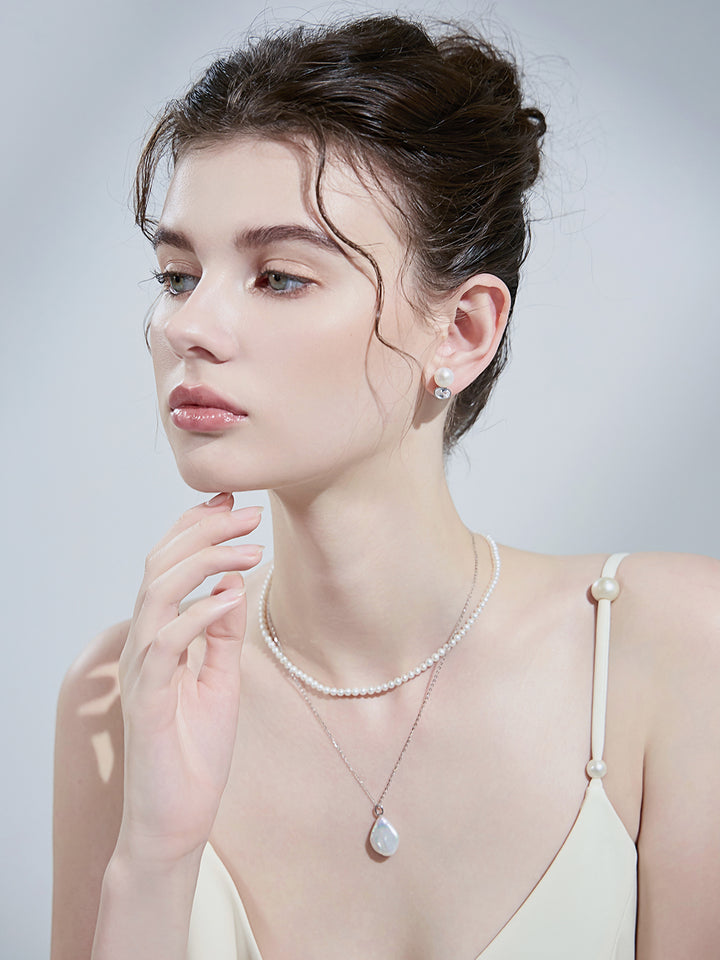 Collar de perlas de agua dulce Keshi WN00624