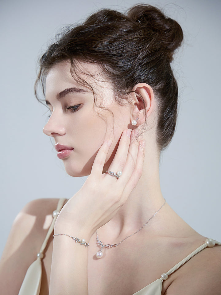 Anting-anting Mutiara Air Tawar yang Elegan WE00685