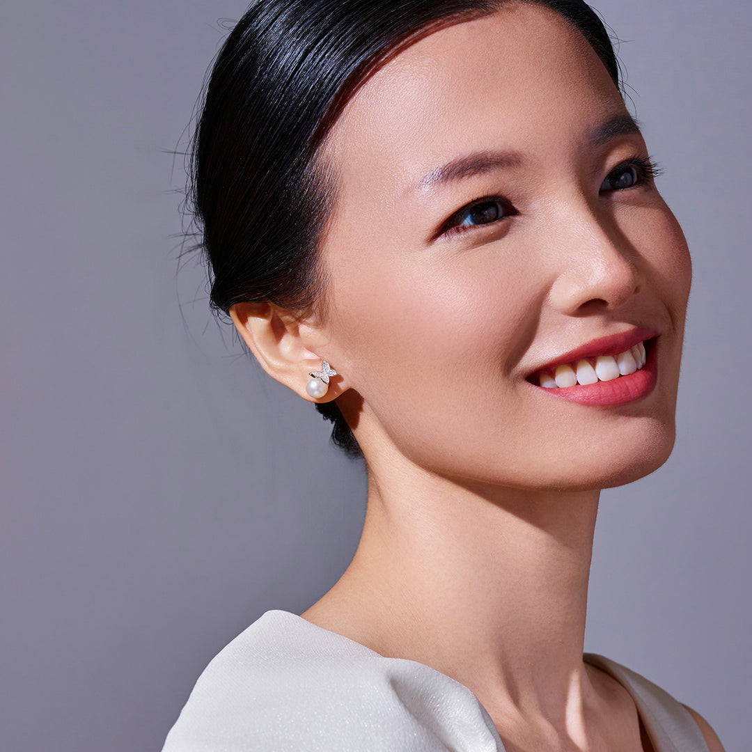 顶级淡水珍珠耳环 WE00691 | BUTTERFLY