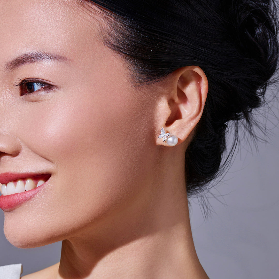 顶级淡水珍珠耳环 WE00691 | BUTTERFLY