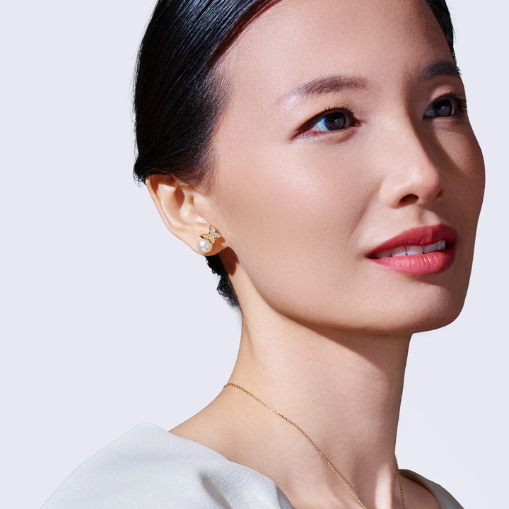 Top-Qualität Süßwasser-Perlenohrringe WE00693 | BUTTERFLY