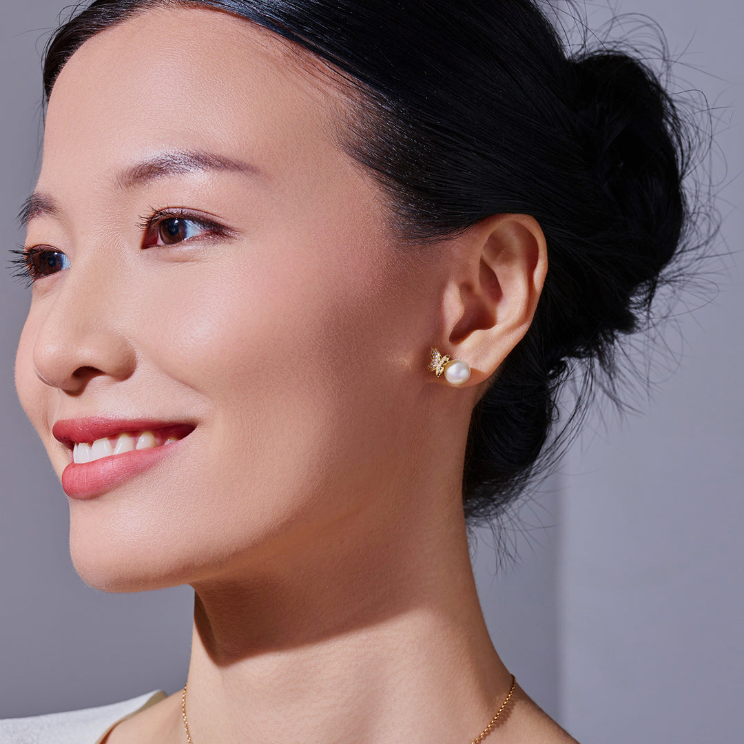 최고급 담수 진주 귀걸이 WE00693 | BUTTERFLY