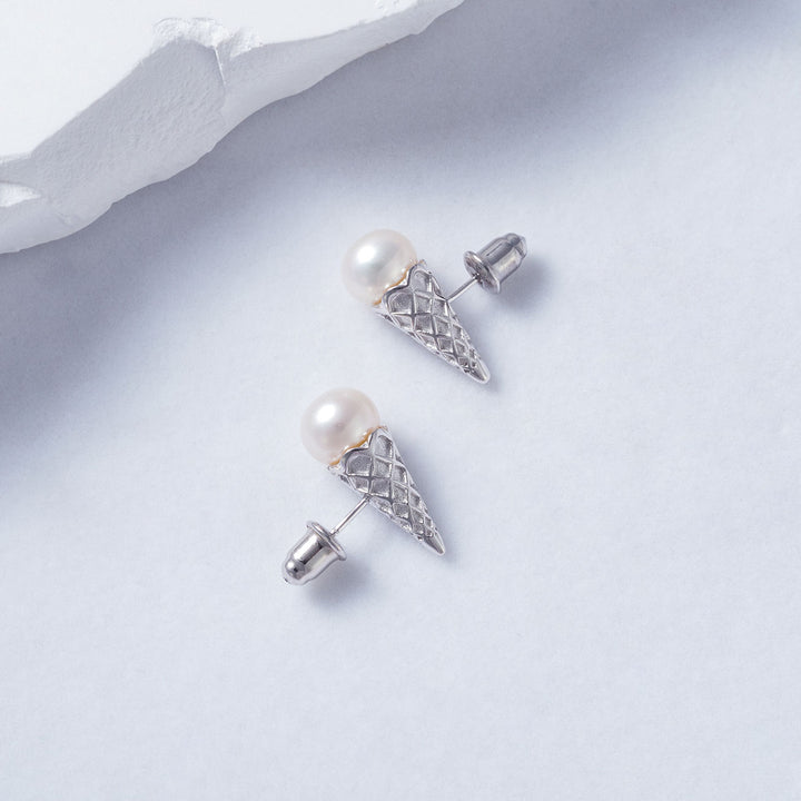 Top Grade Freshwater Pearl Earrings WE00710 | ICE CREAM - PEARLY LUSTRE