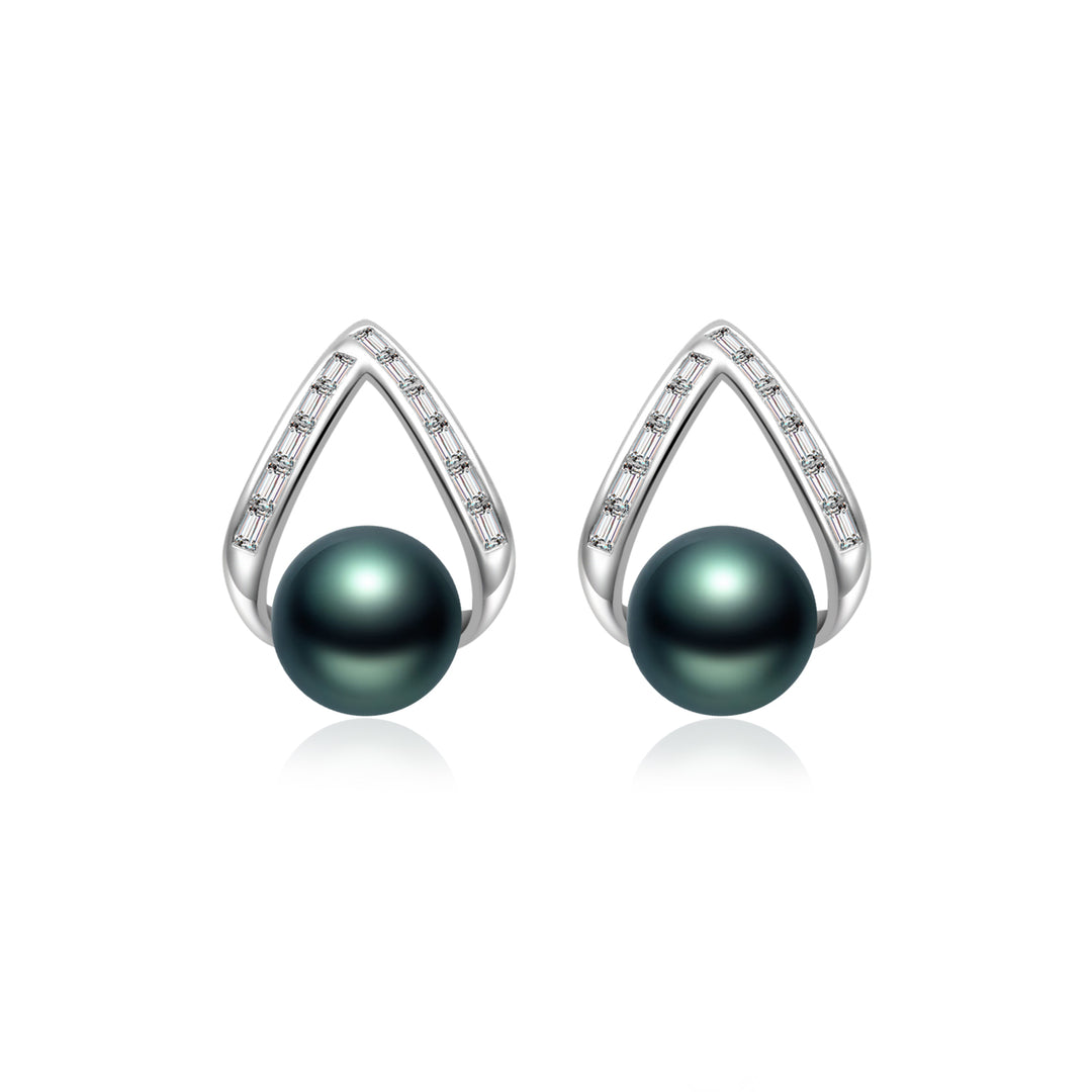 Elegant Tahitian Saltwater Pearl Earrings WE00722 - PEARLY LUSTRE