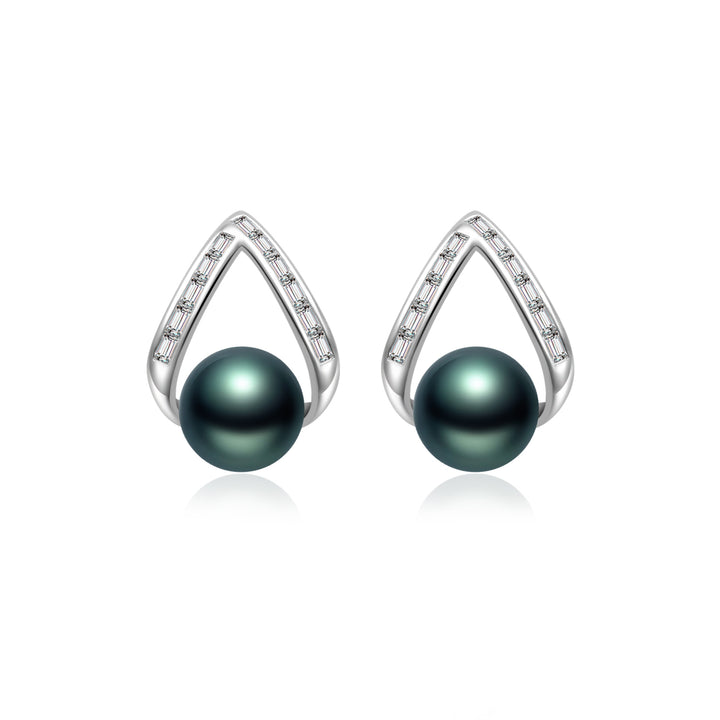 Elegant Tahitian Pearl Earrings WE00722 - PEARLY LUSTRE