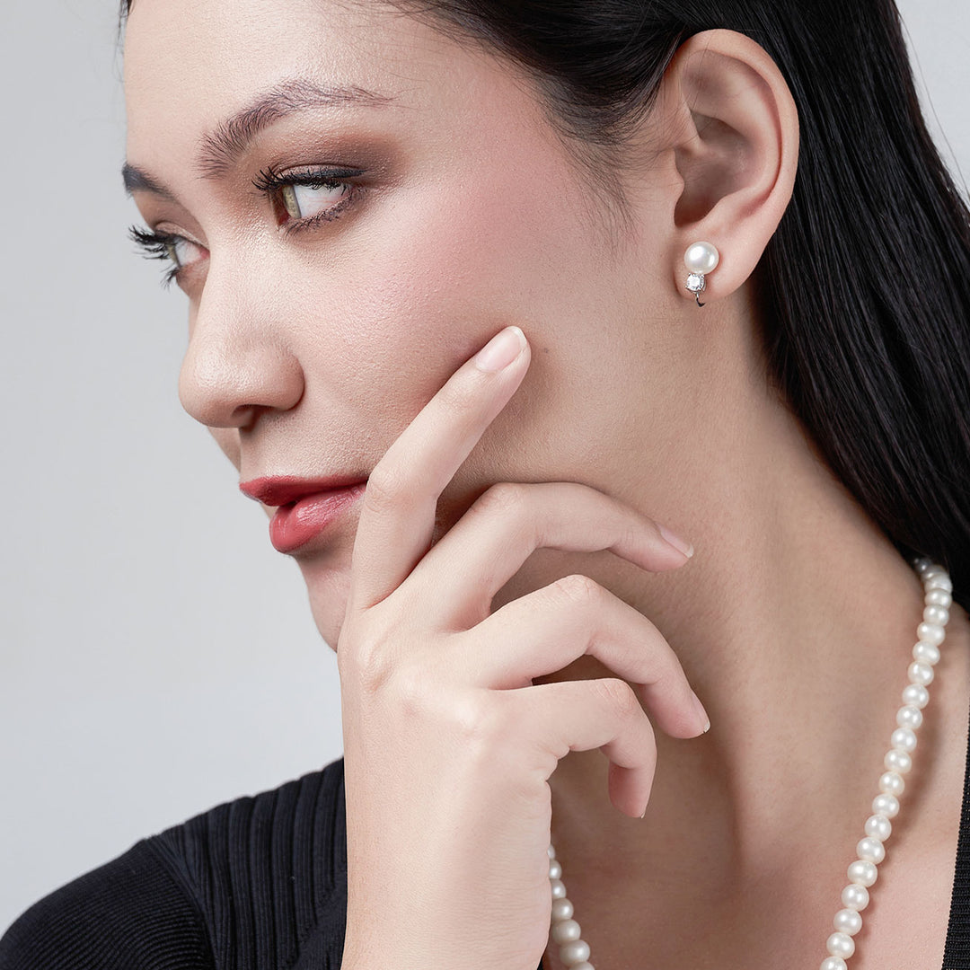 Clip-On Freshwater Pearl Earrings WE00784 - PEARLY LUSTRE
