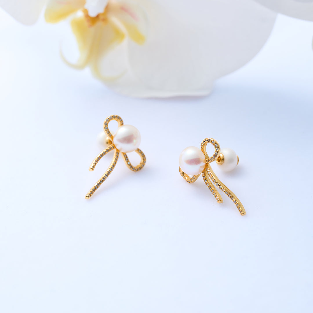Top Grade Freshwater Pearl Earrings WE00800 | RIBBON - PEARLY LUSTRE