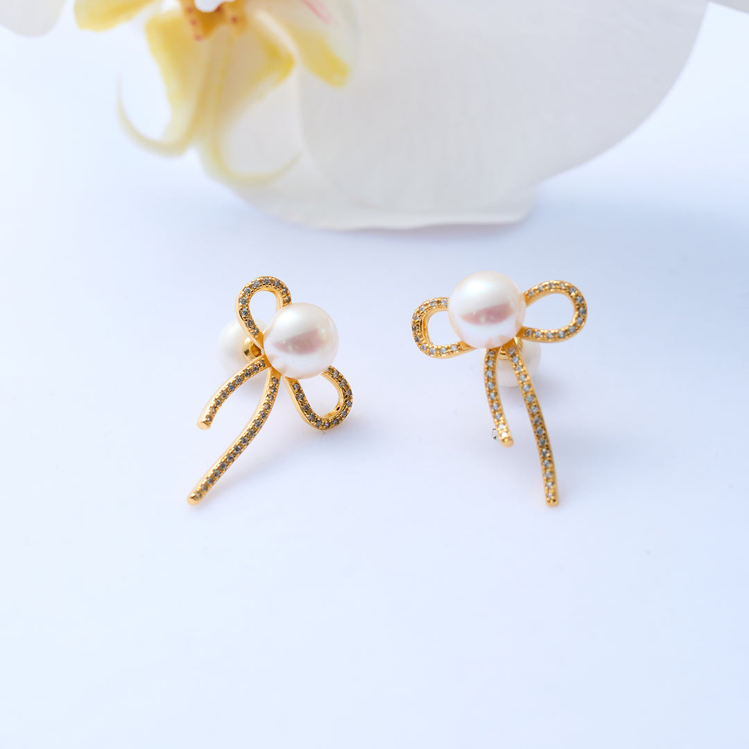 Top Grade Freshwater Pearl Earrings WE00800 | RIBBON - PEARLY LUSTRE