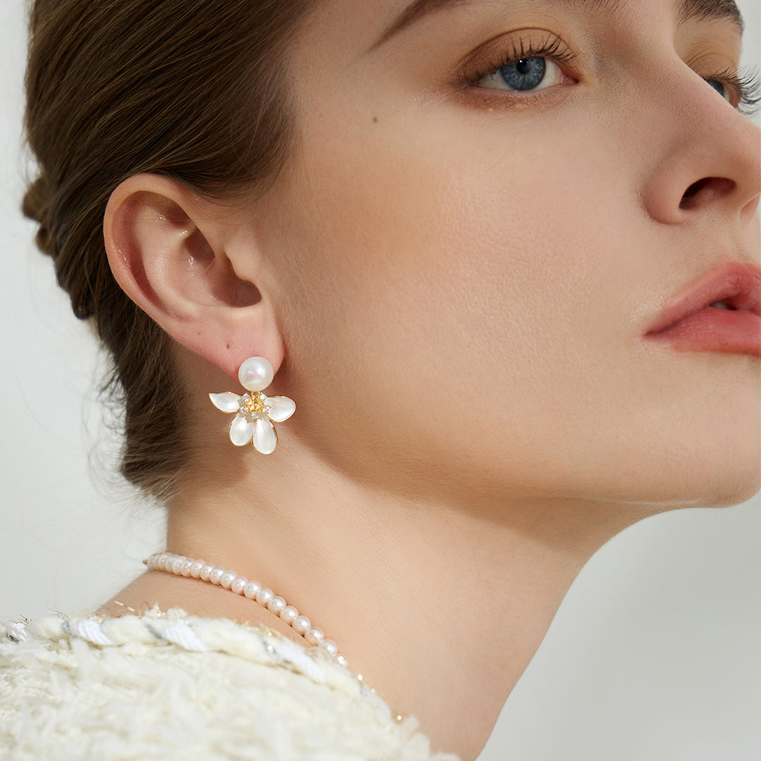 Top Grade Freshwater Pearl Earrings WE00802 | ORCHID - PEARLY LUSTRE