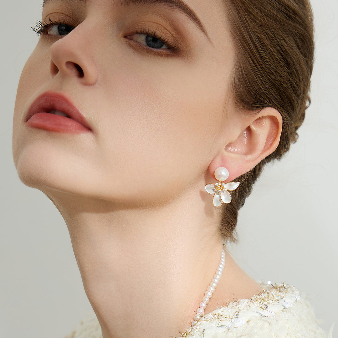 Top Grade Freshwater Pearl Earrings WE00802 | ORCHID - PEARLY LUSTRE