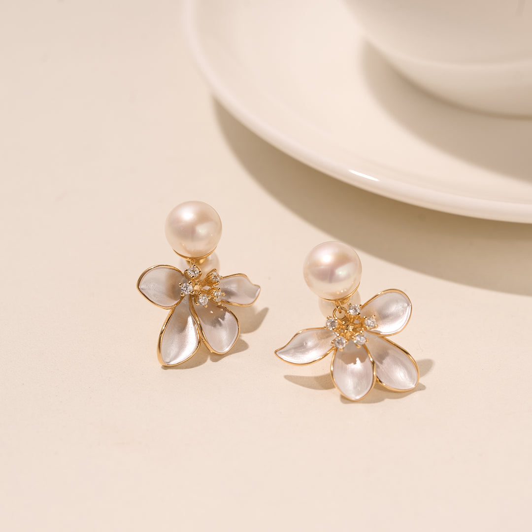 Top Grade Freshwater Pearl Earrings WE00802 | ORCHID - PEARLY LUSTRE