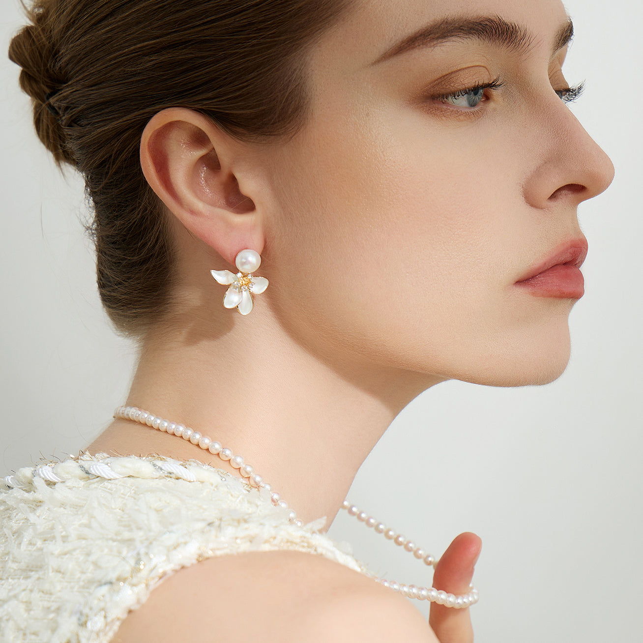 Top Grade Freshwater Pearl Earrings WE00802 | ORCHID - PEARLY LUSTRE
