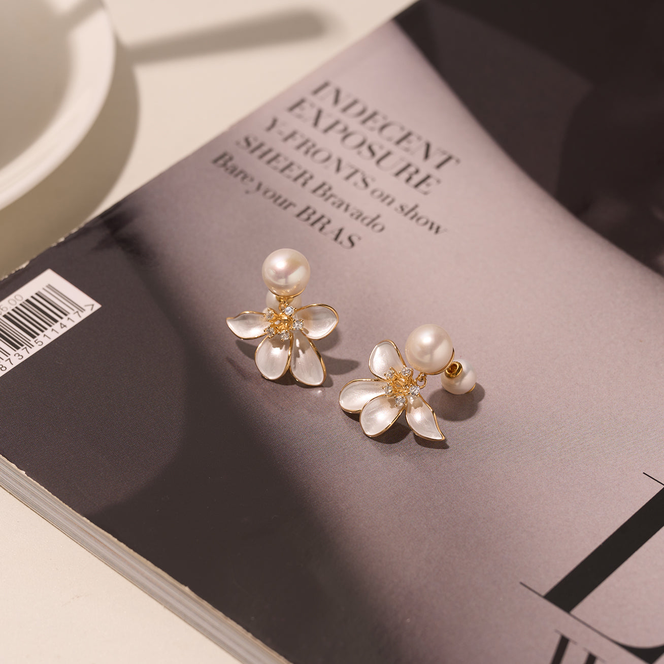 Top Grade Freshwater Pearl Earrings WE00802 | ORCHID - PEARLY LUSTRE