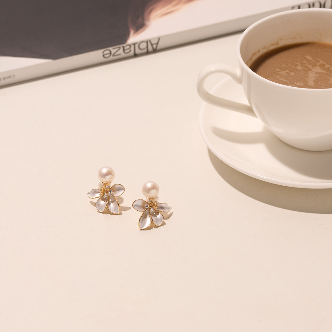 Top Grade Freshwater Pearl Earrings WE00802 | ORCHID - PEARLY LUSTRE