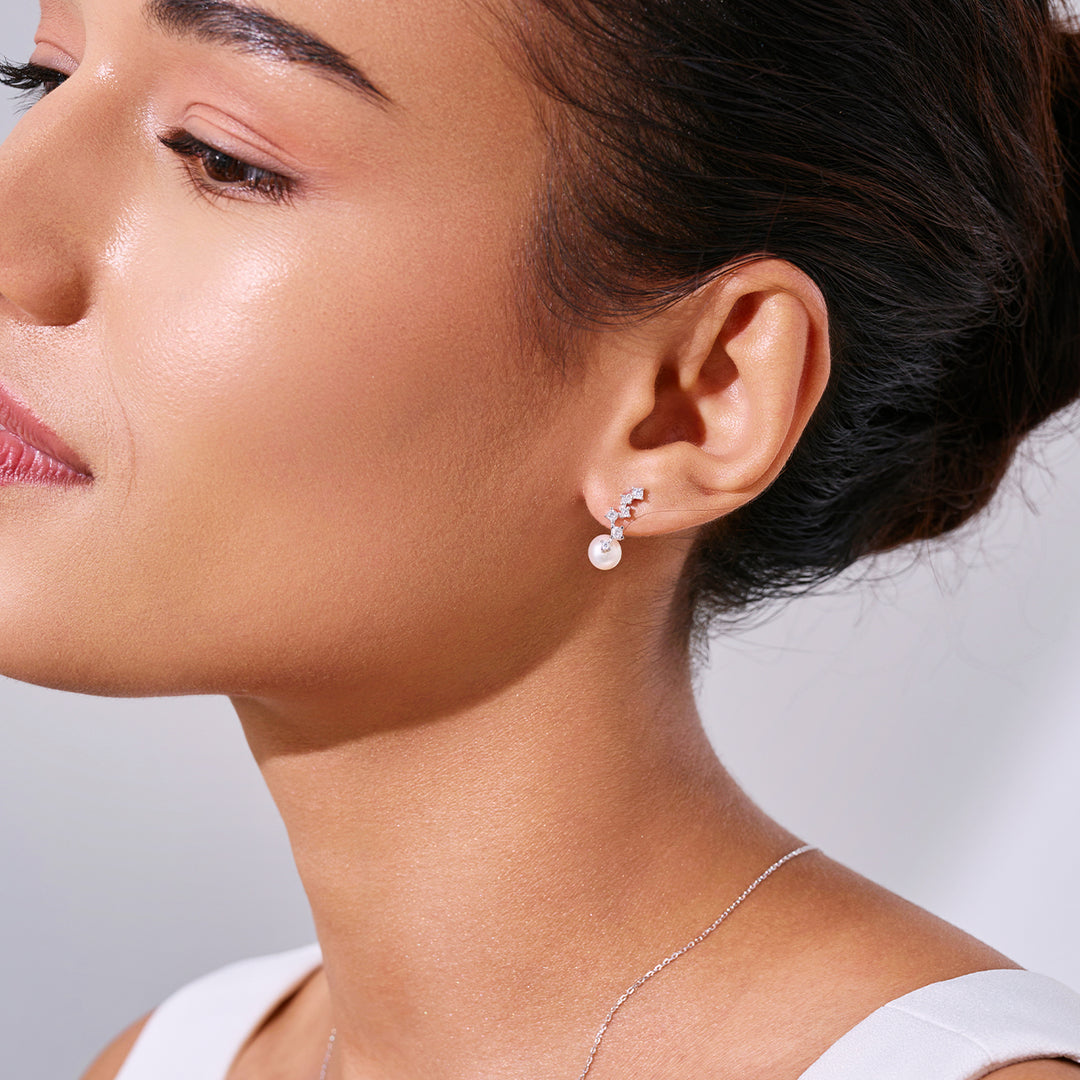 Orecchini di perle d'acqua dolce di grado superiore WE00809 | STELLATO