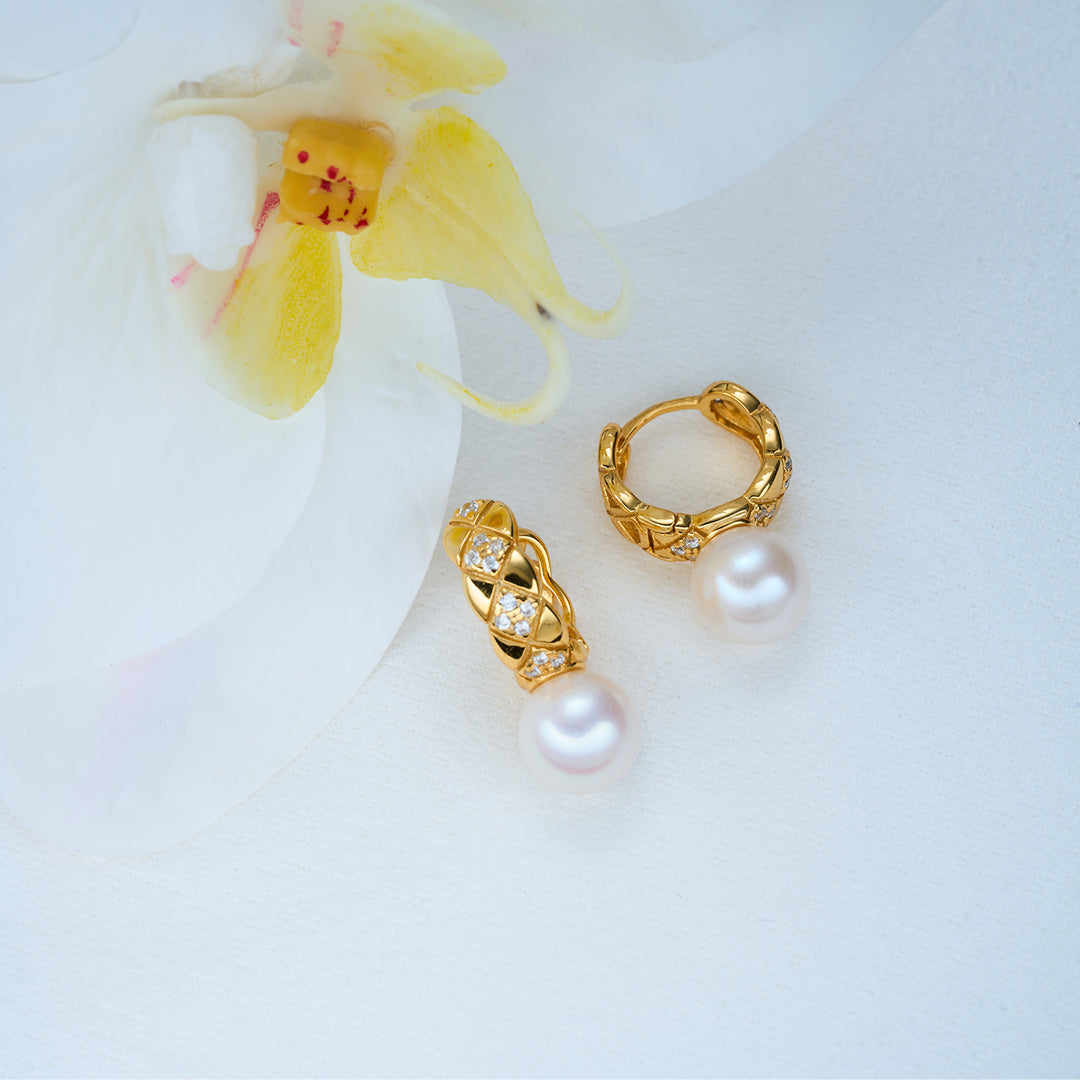 Anting-anting Mutiara Air Tawar Gred Atas WE00817 | Elegan