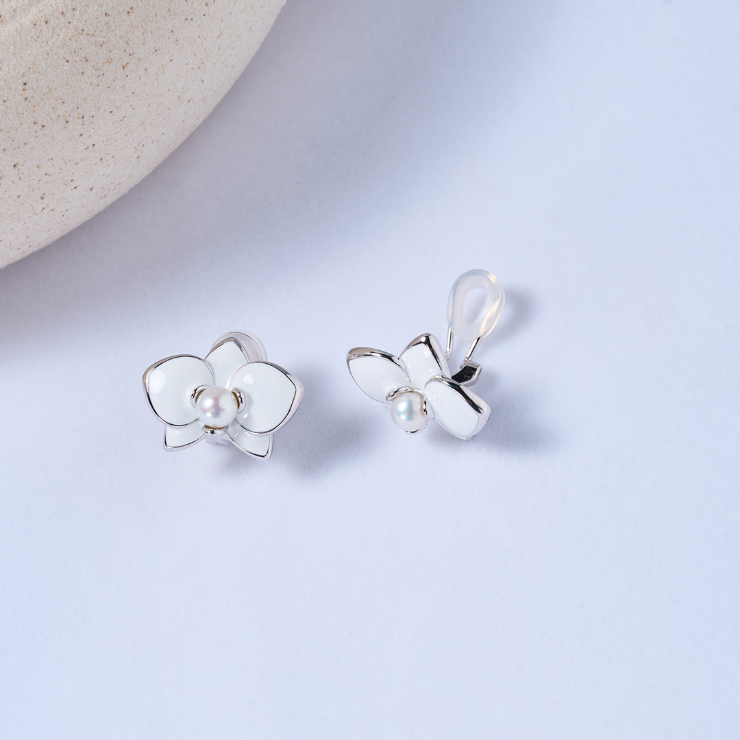 Boucles d'oreilles à clipser en perles d'eau douce de qualité supérieure, WE00831 | ORCHIDÉE