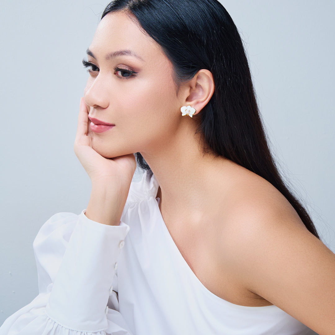 Clip-On Top Grade Freshwater Pearl Earrings WE00832 | ORCHID - PEARLY LUSTRE