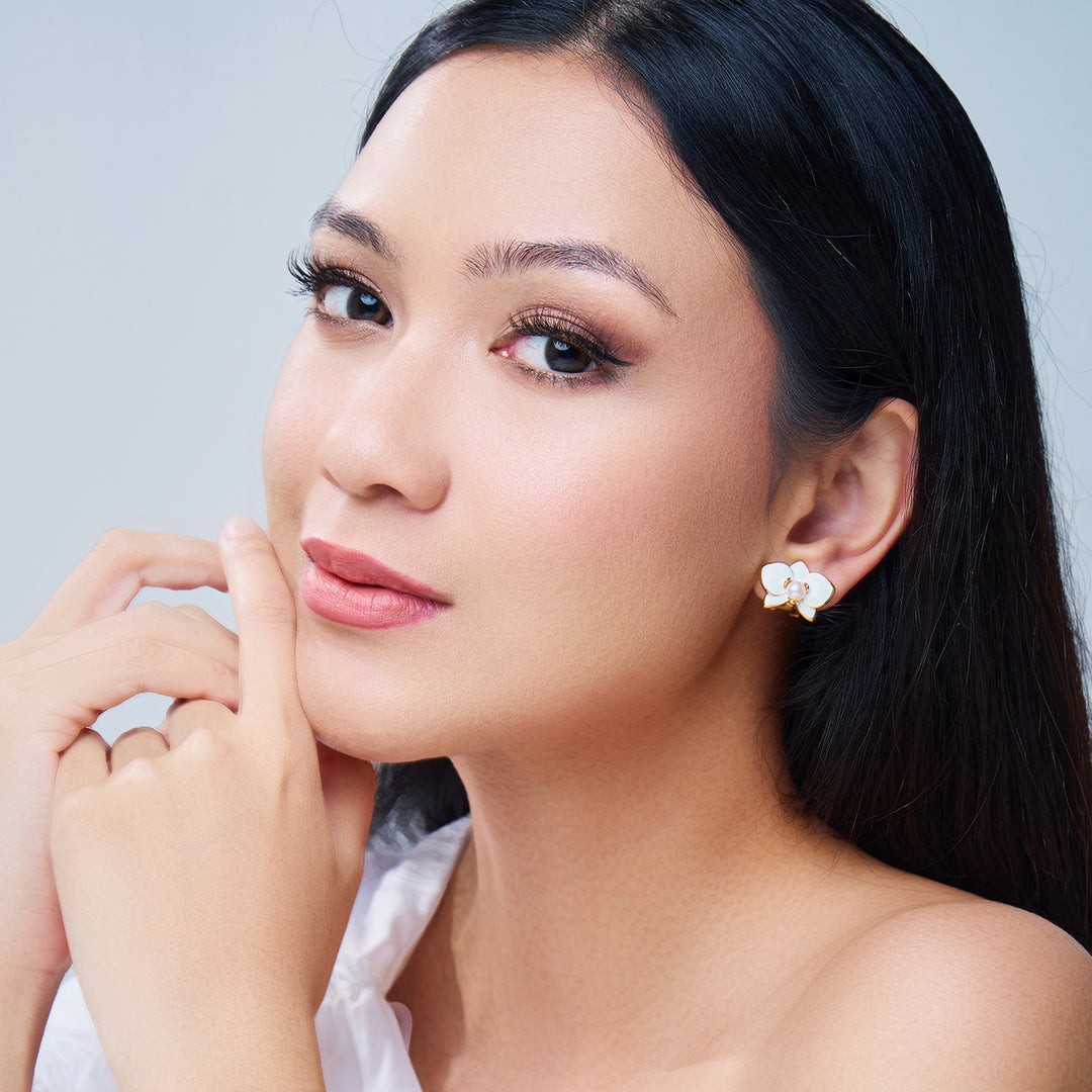 Clip-On Top Grade Freshwater Pearl Earrings WE00832 | ORCHID - PEARLY LUSTRE