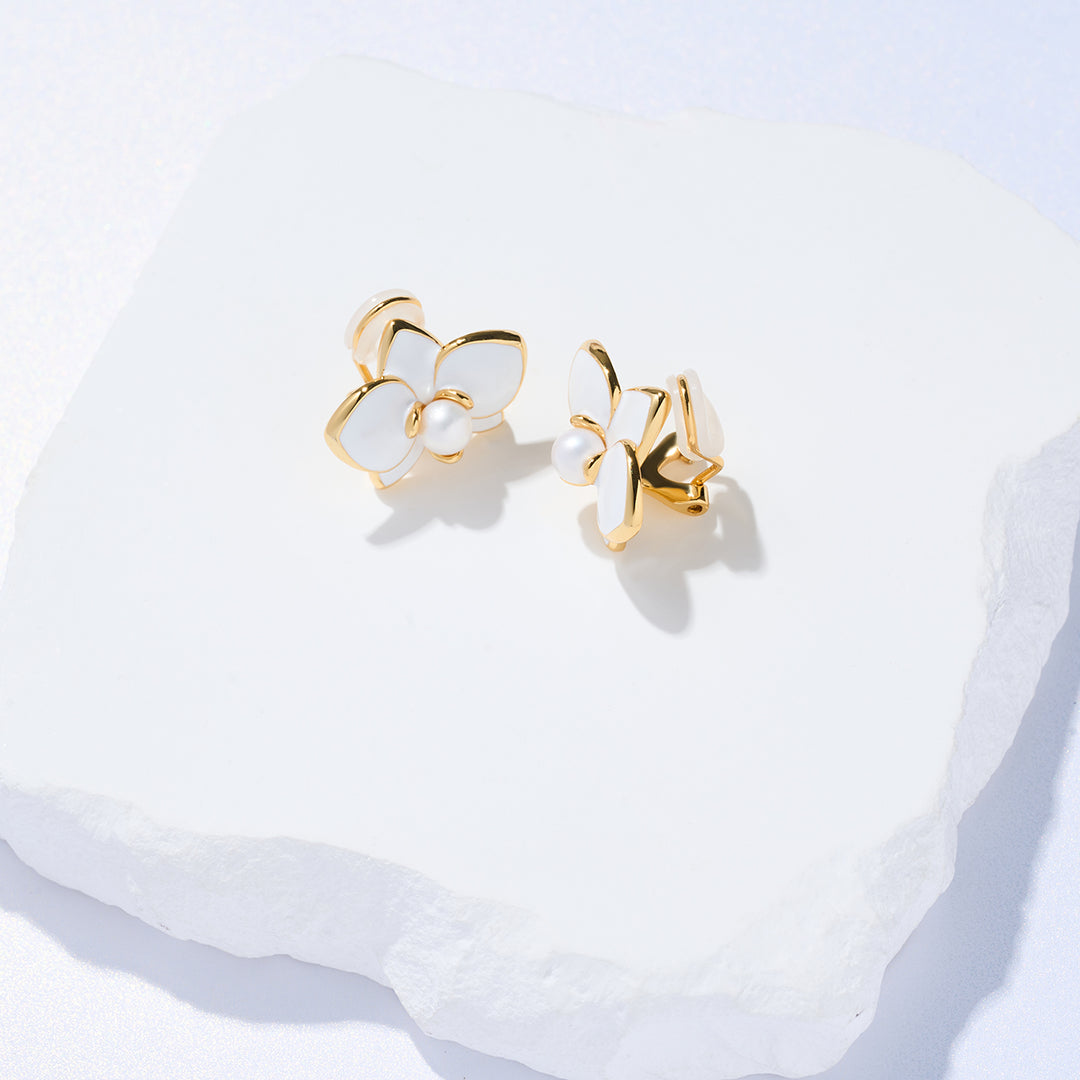 Clip-On Top Grade Freshwater Pearl Earrings WE00832 | ORCHID - PEARLY LUSTRE
