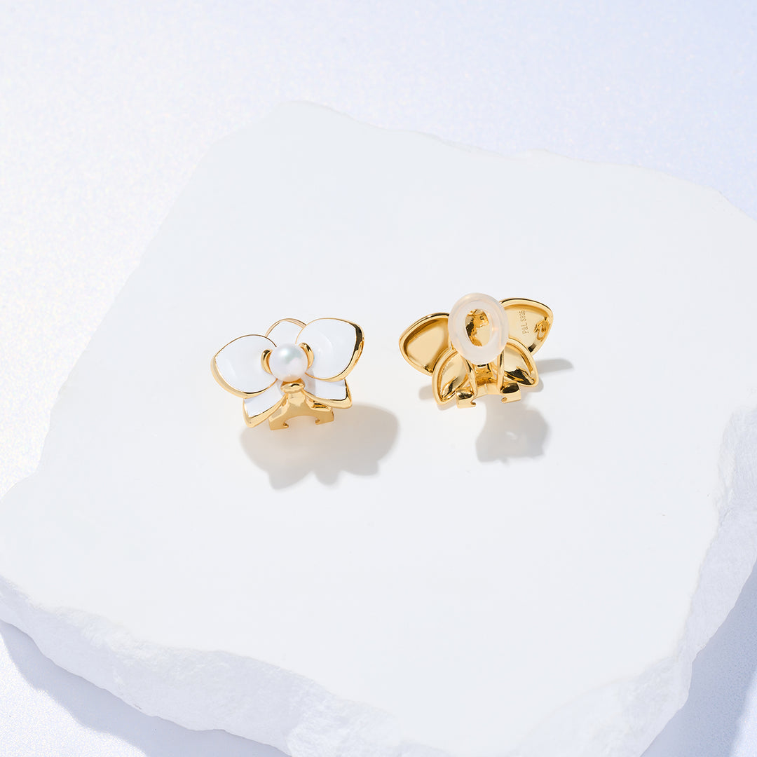 Clip-On Top Grade Freshwater Pearl Earrings WE00832 | ORCHID - PEARLY LUSTRE