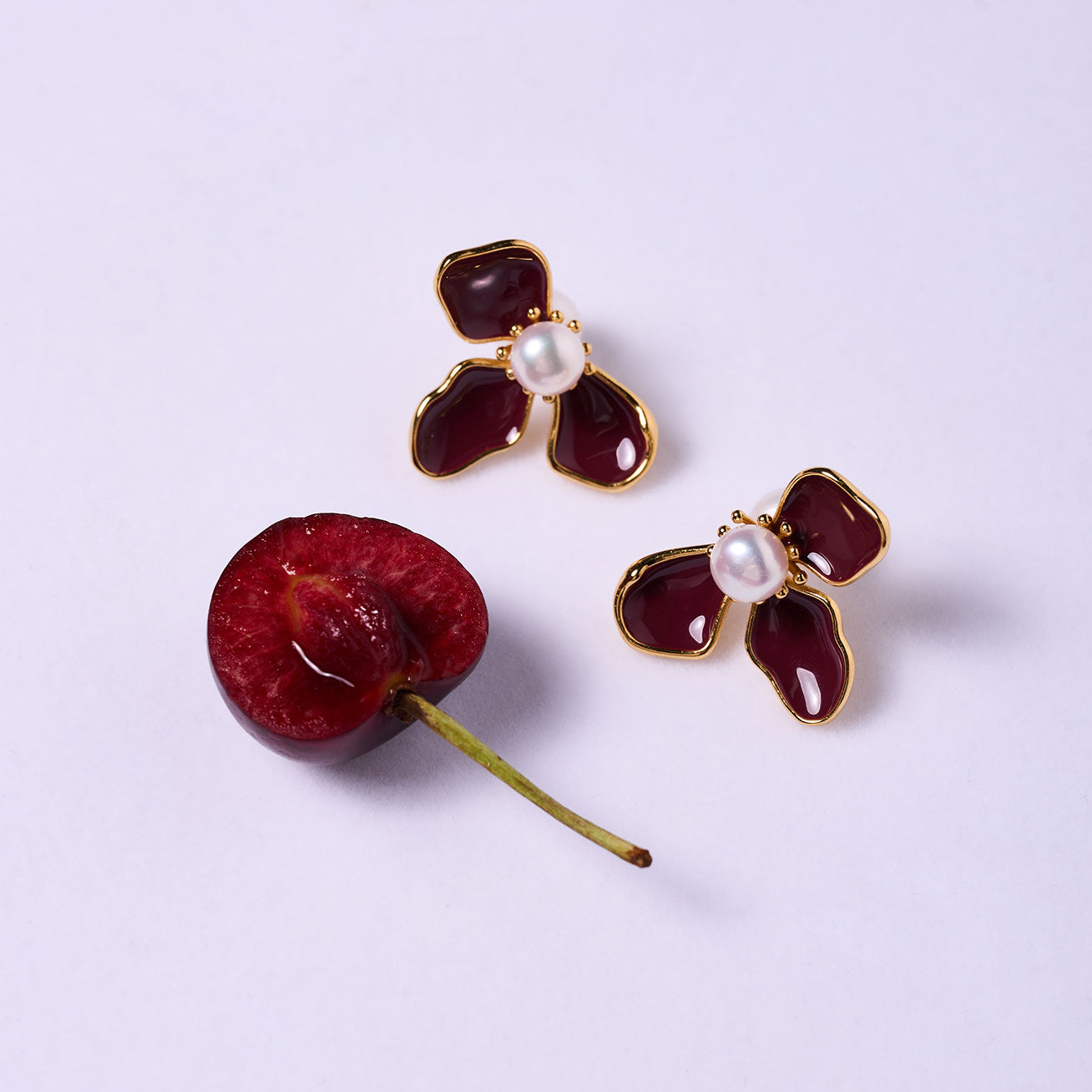 Top Grade Freshwater Pearl Earrings WE00840 | ORCHID - PEARLY LUSTRE