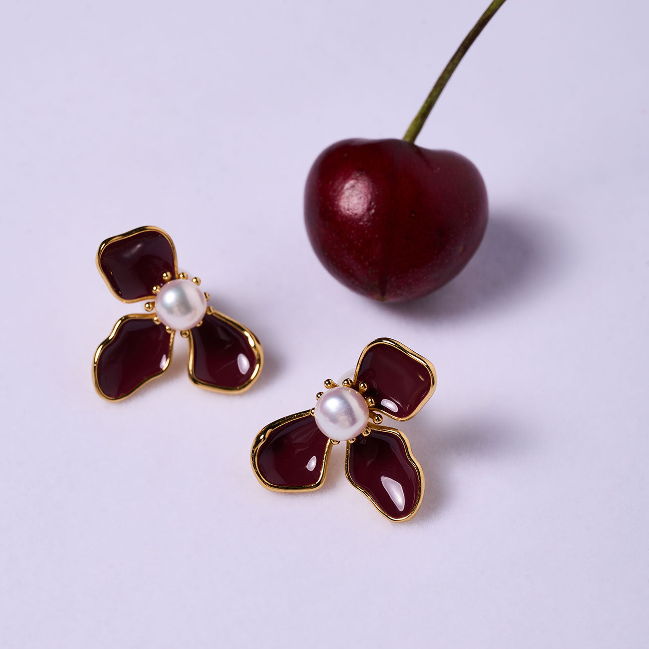 Top Grade Freshwater Pearl Earrings WE00840 | ORCHID - PEARLY LUSTRE
