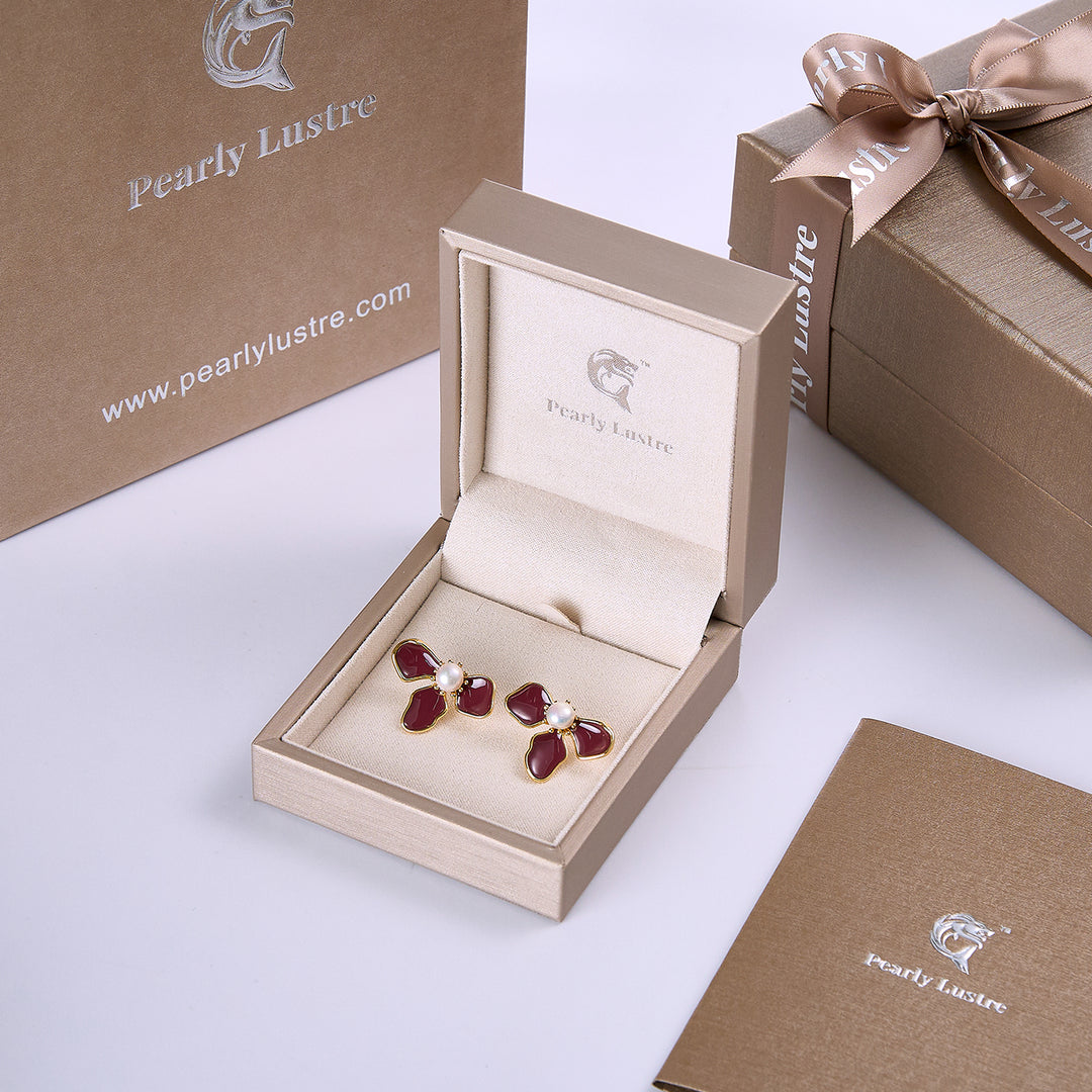 Top Grade Freshwater Pearl Earrings WE00840 | ORCHID - PEARLY LUSTRE