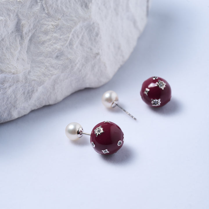 Top Grade Freshwater Pearl Earrings WE00841 | Ancora Red