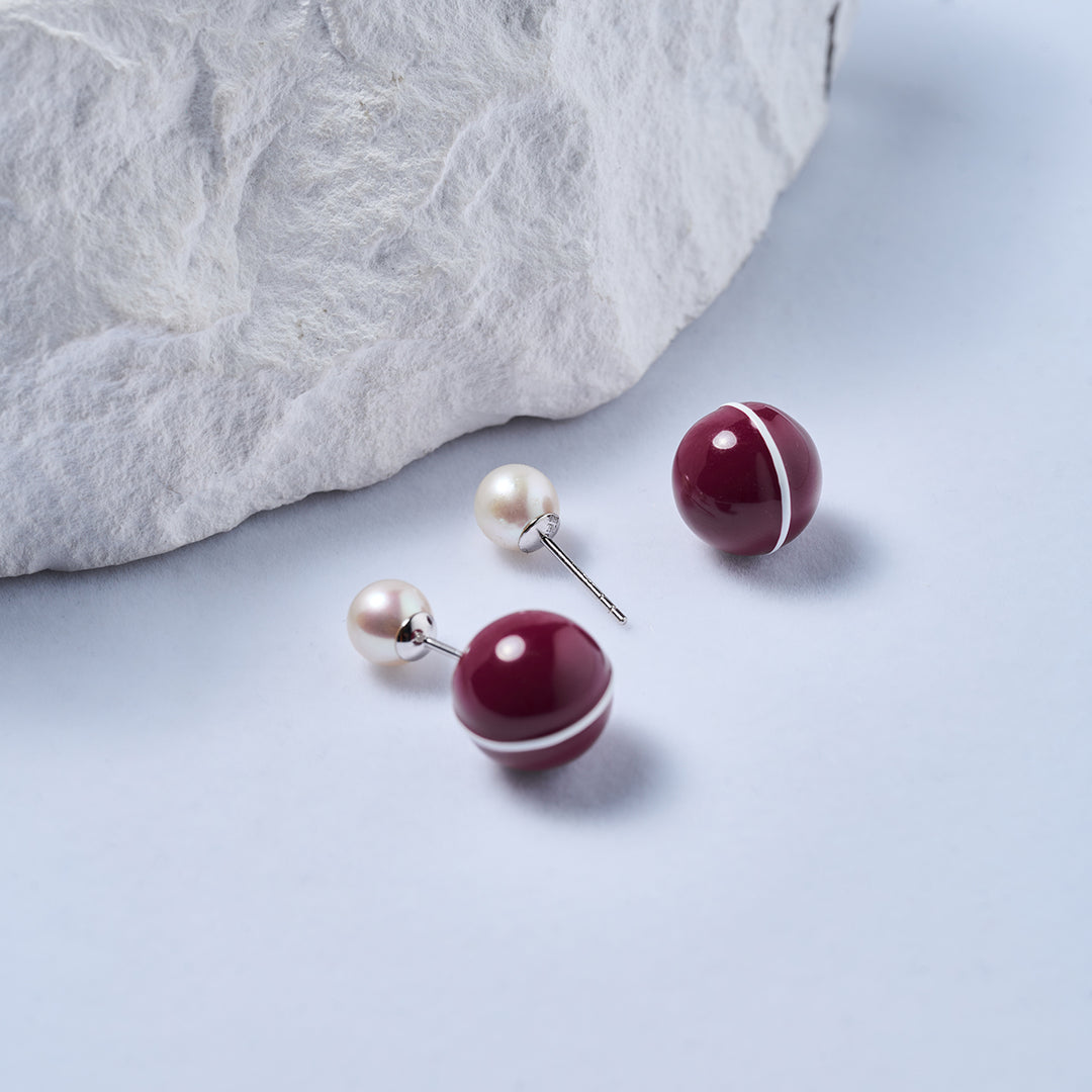 Top Grade Freshwater Pearl Earrings WE00850 | Ancora Red