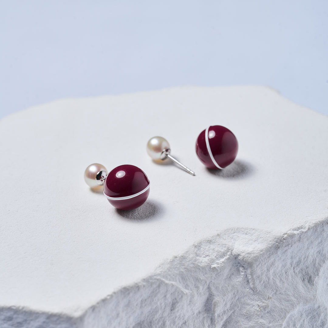 Top Grade Freshwater Pearl Earrings WE00850 | Ancora Red