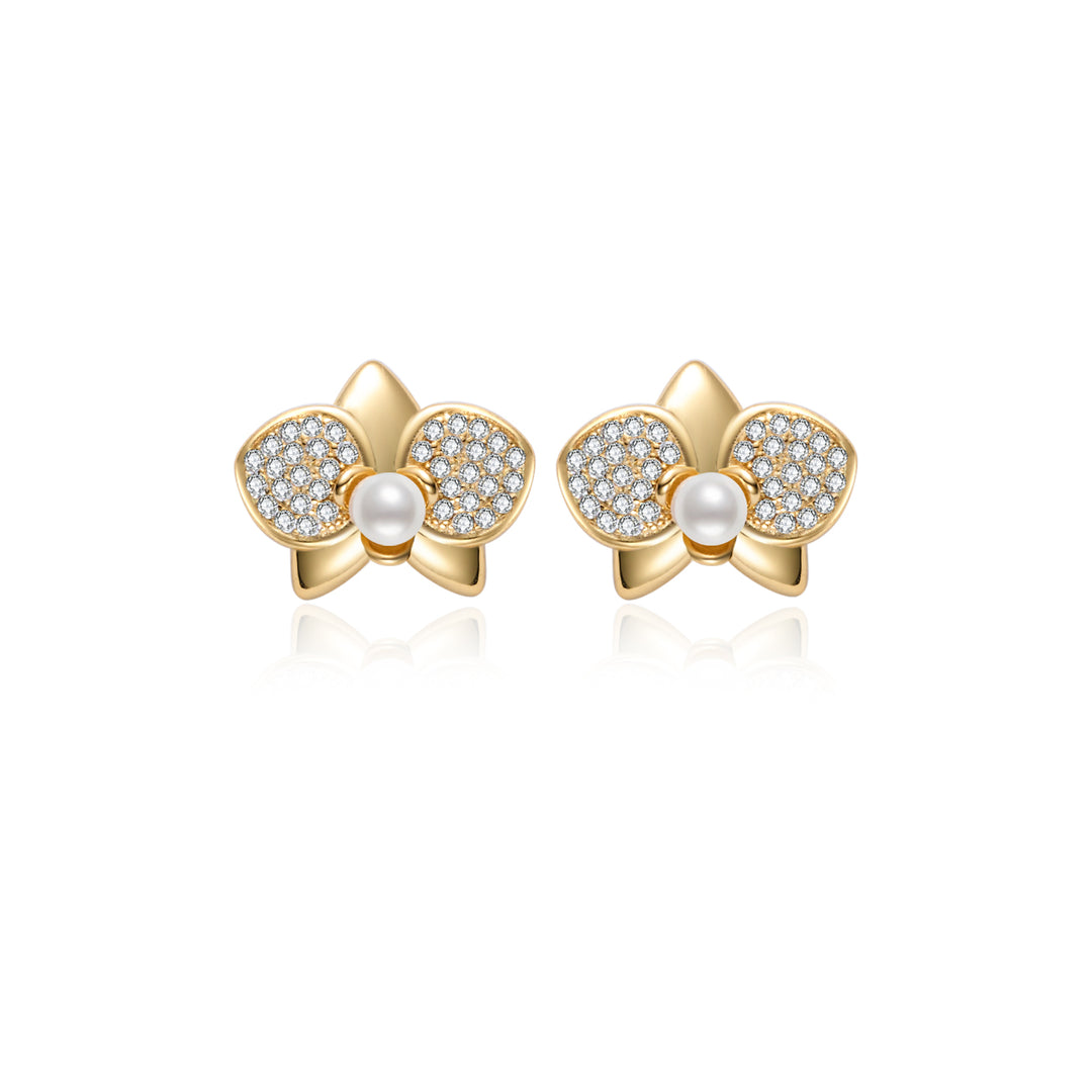 18K Solid Gold Diamond Akoya Hanadama Pearl Earrings KE00224