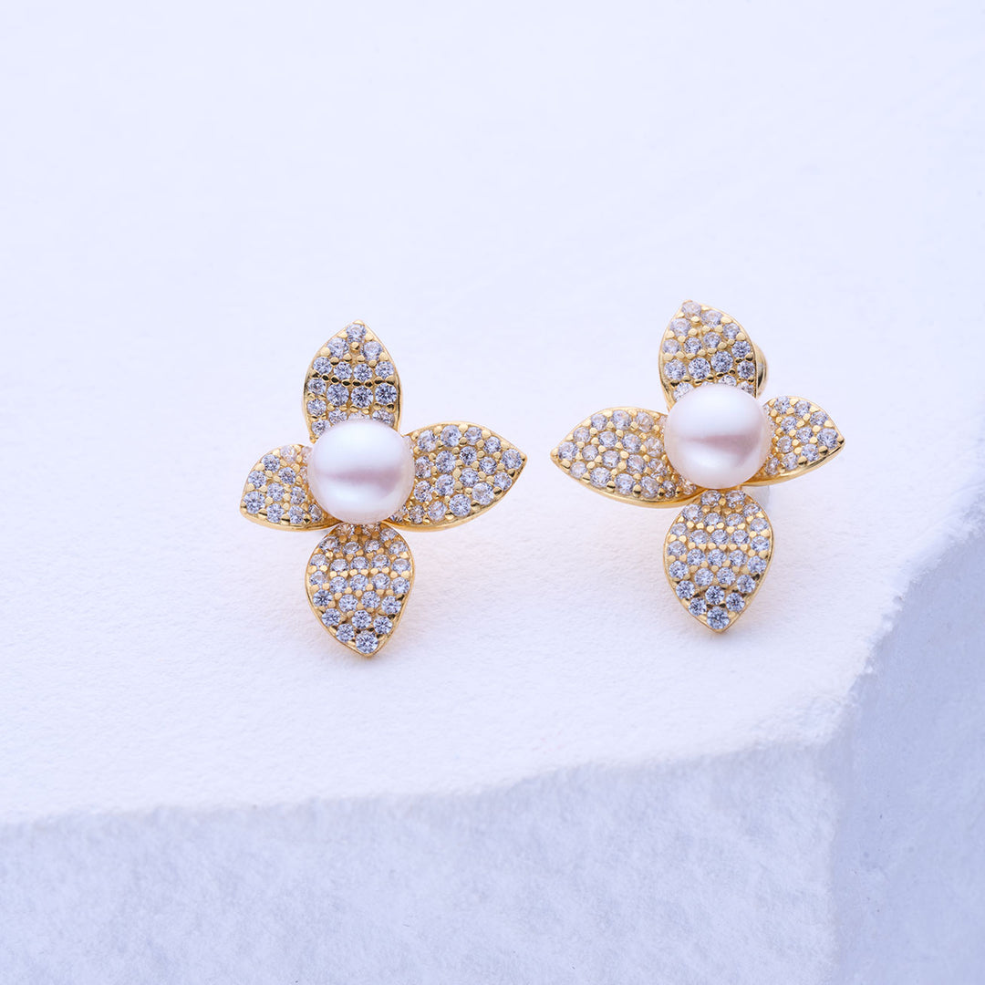 Boucles d'oreilles en perles d'eau douce de qualité supérieure, WE00858 | ORCHIDÉE