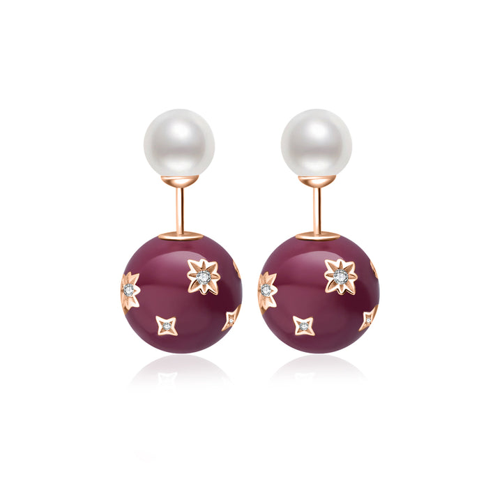 Top Grade Freshwater Pearl Earrings WE00860 | Ancora Red