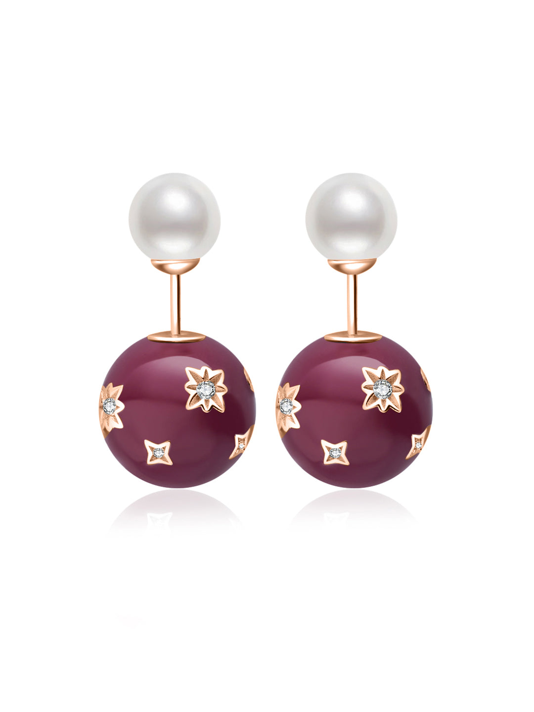 Top Grade Freshwater Pearl Earrings WE00860 | Ancora Red