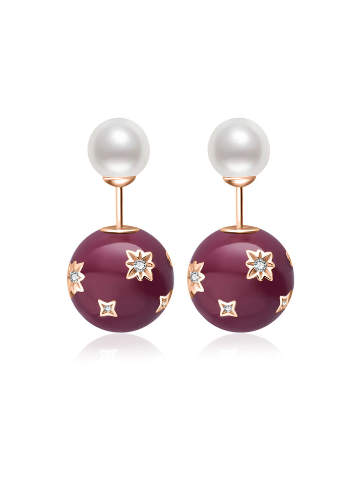 Top Grade Freshwater Pearl Earrings WE00860 | Ancora Red