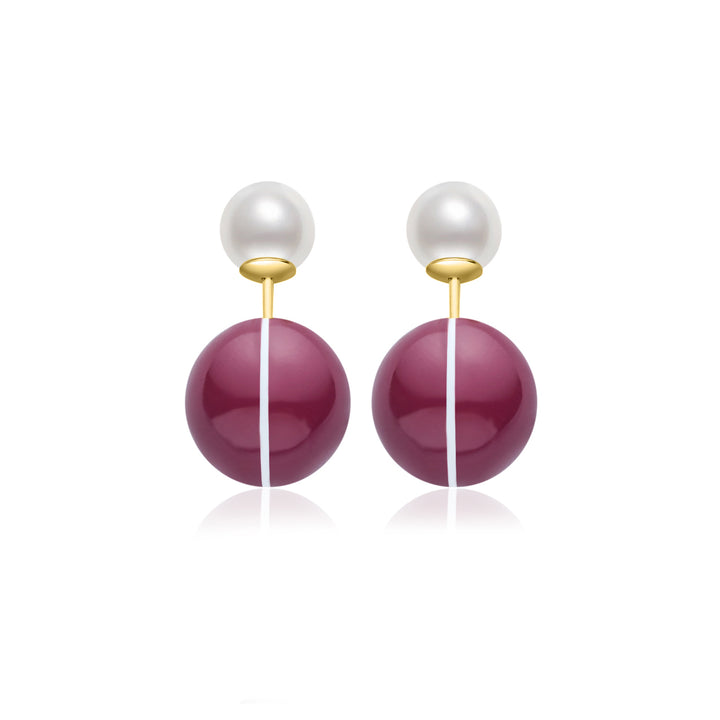 Top Grade Freshwater Pearl Earrings WE00861 | Ancora Red