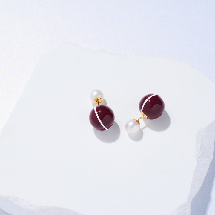 Anting-anting Mutiara Air Tawar Gred Teratas WE00861 | Merah lagi