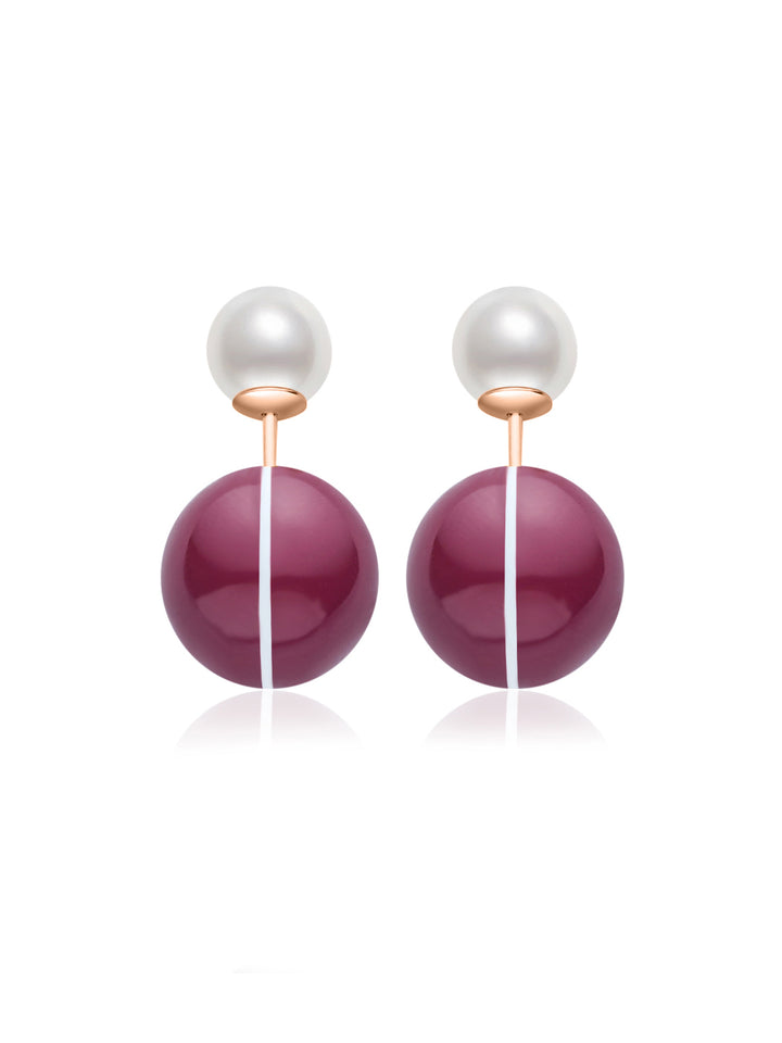 Boucles d'oreilles en perles d'eau douce de qualité supérieure, WE00862 | Rouge encore