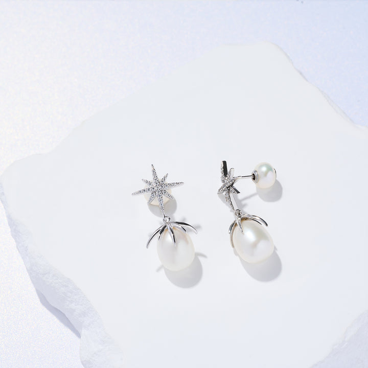 Boucles d'oreilles élégantes en perles d'eau douce WE00863 | CÉLÈSTE