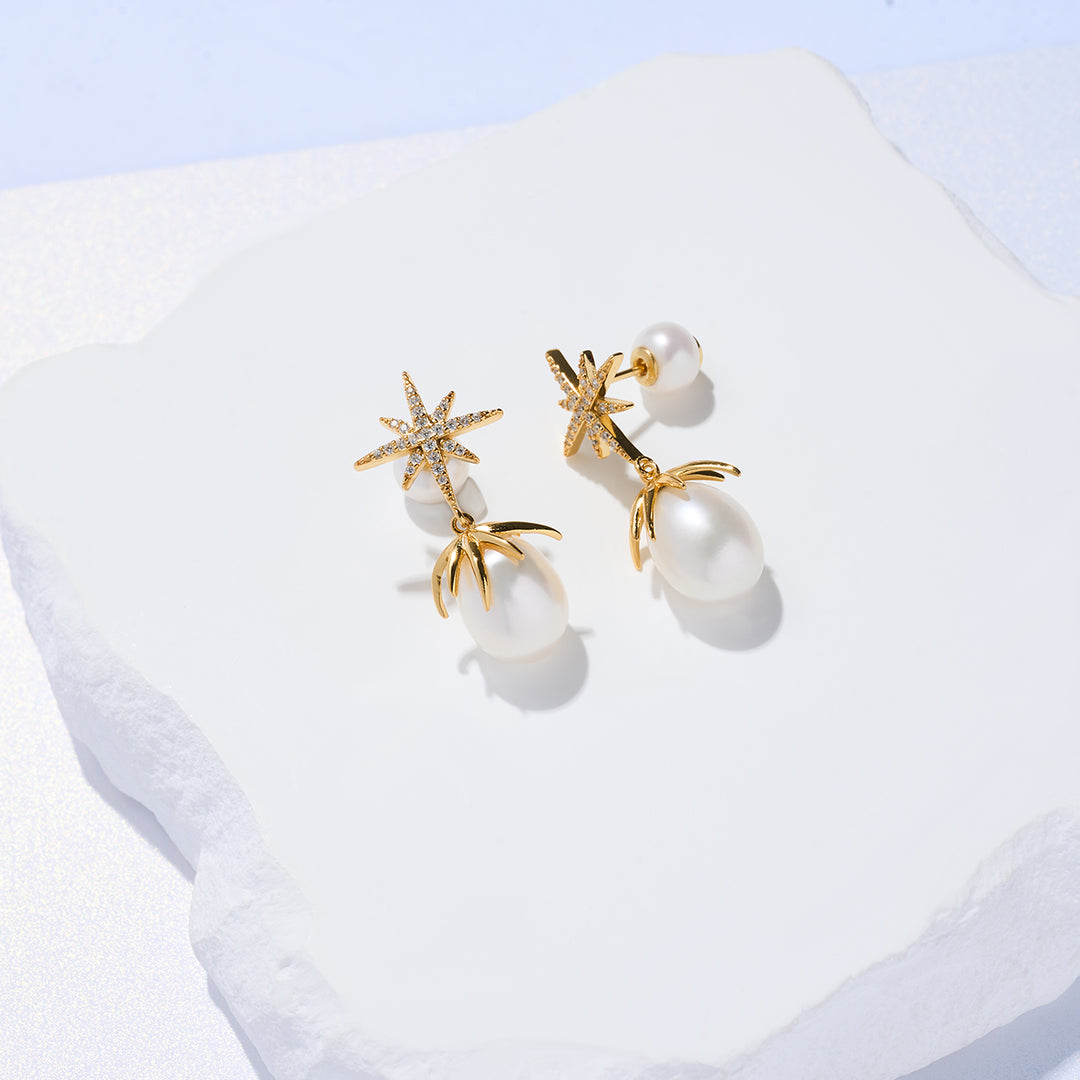 Boucles d'oreilles élégantes en perles d'eau douce WE00864 | CÉLÈSTE