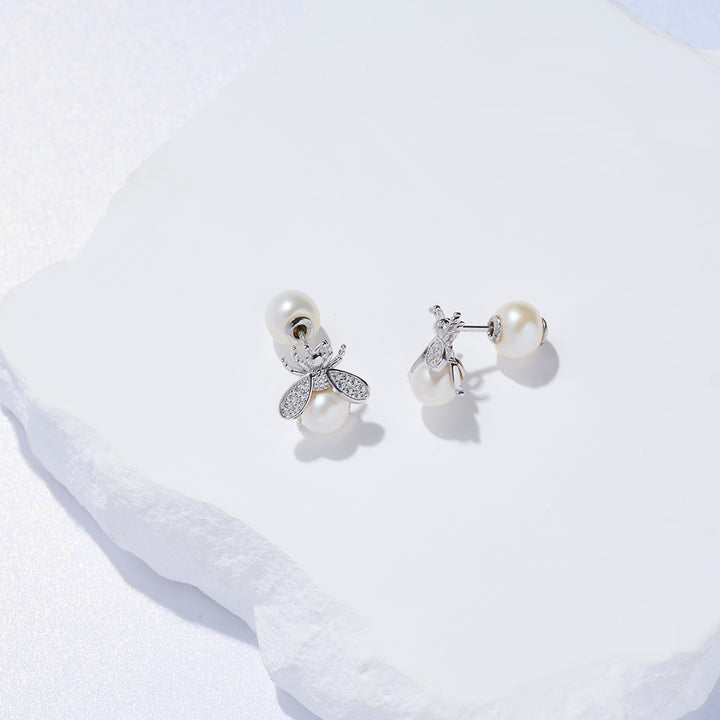 Boucles d'oreilles élégantes en perles d'eau douce WE00867 | ABEILLE-AMOUR