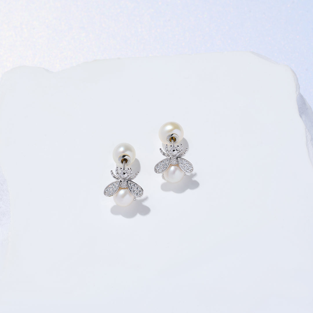 Boucles d'oreilles élégantes en perles d'eau douce WE00867 | ABEILLE-AMOUR