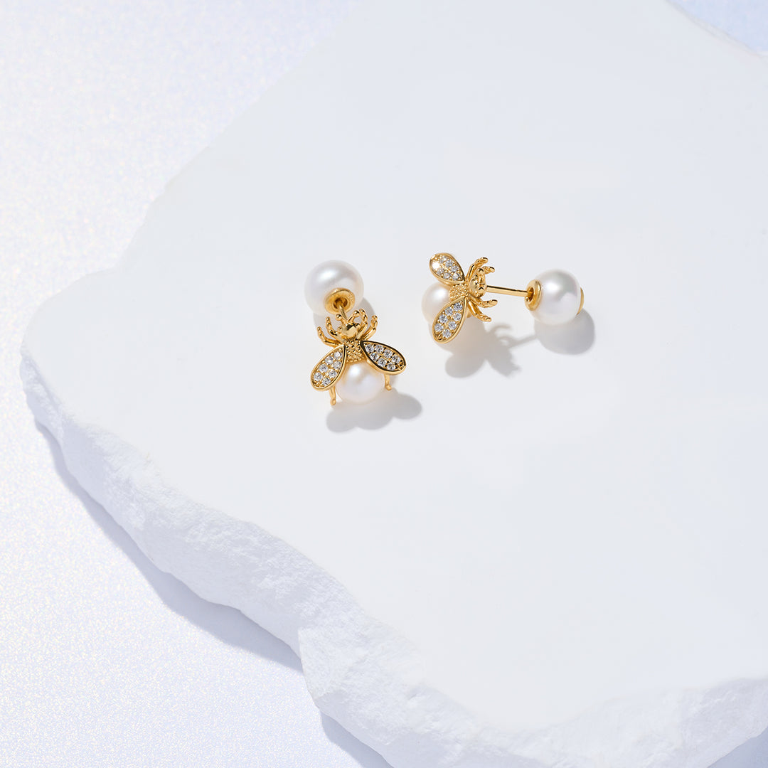 Boucles d'oreilles élégantes en perles d'eau douce WE00868 | ABEILLE-AMOUR