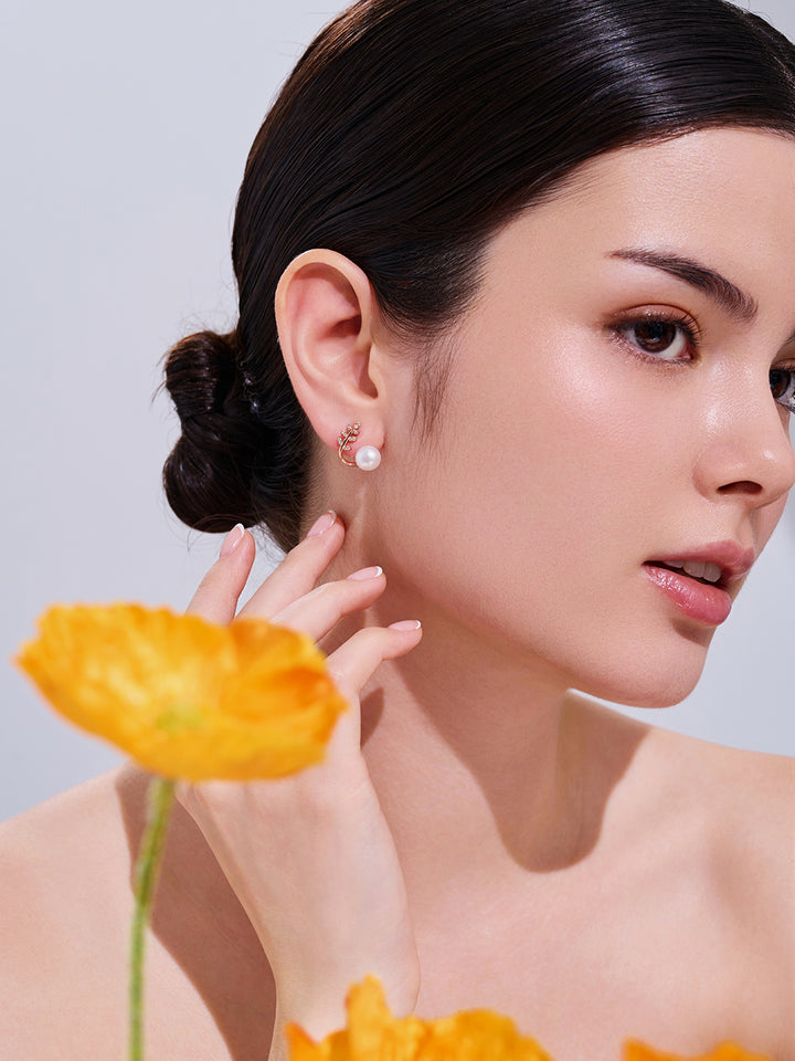 Pendientes Elegantes de Perlas de Agua Dulce WE00870